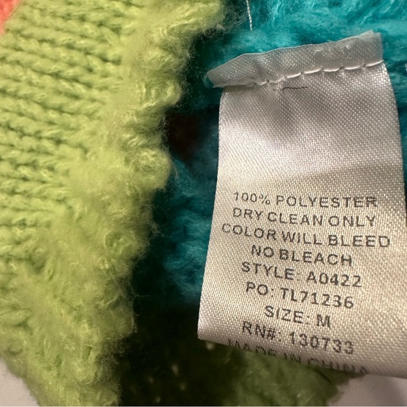 Umgee multi color pastel chunky knit sweater with sleeve pop detailing size M - Picture 10 of 12